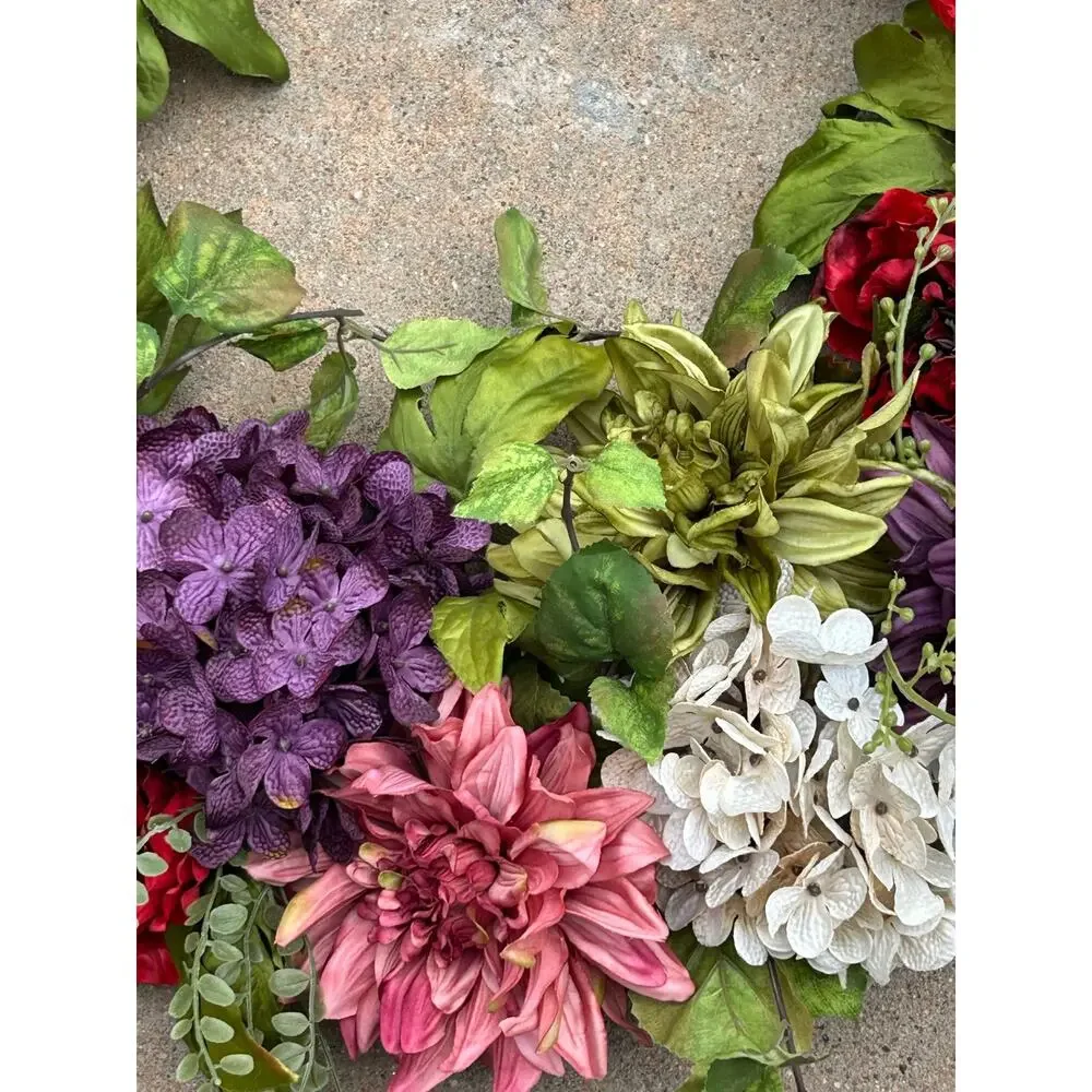 Handmade Large Fall Floral Wreath – Hydrangeas, Mums & Autumn Greenery